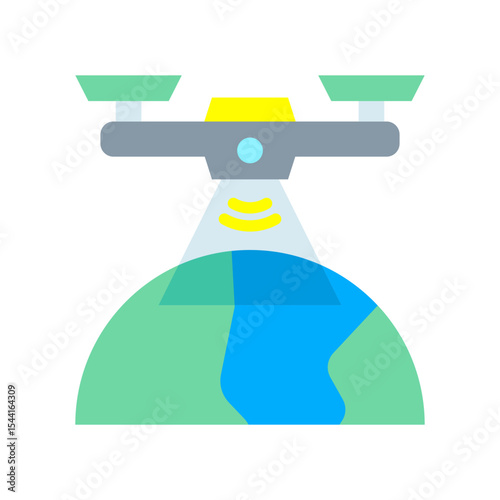 Aerial Survey flat color icon