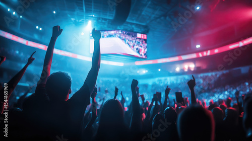 Excited Crowd Cheering at a Vibrant Concert Event