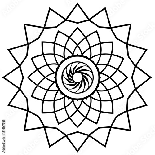 Spiral Mandala on White Background