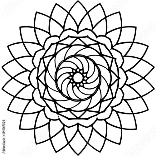 Spiral Mandala on White Background