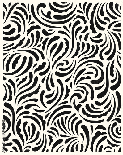 Minimilist abstract monochrome pattern featuring curved lines within irregular polygons creating a mosaic like design effect vector