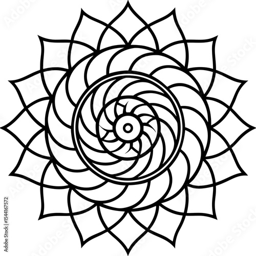 Spiral Mandala on White Background