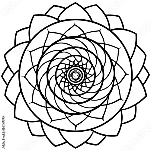 Spiral Mandala on White Background