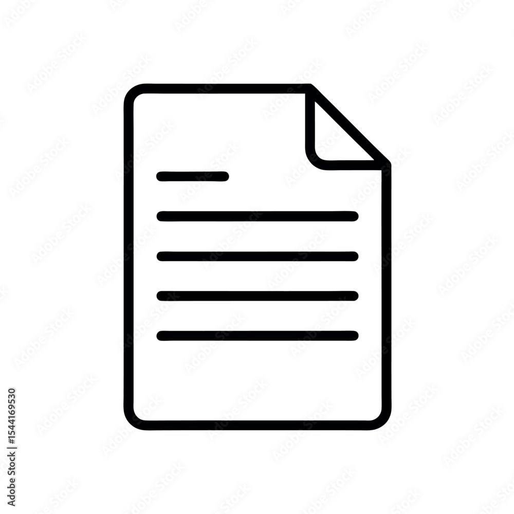 Basic line icon of a single paper or document. Ideal for forms, files, reports, digital paperwork, office apps, UI design, and document management systems. Basic line icon of a single paper or document. Ideal for forms, files, reports, digital paperwork, office apps, UI design, and document management systems.