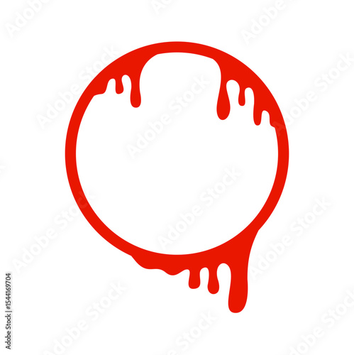 Red Dripping Circle Frame Illustration