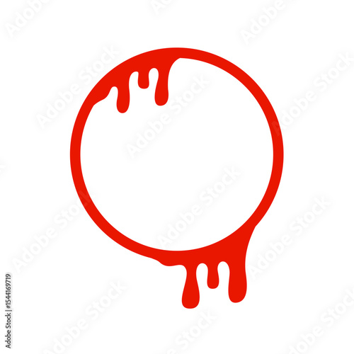 Red Dripping Circle Frame Illustration