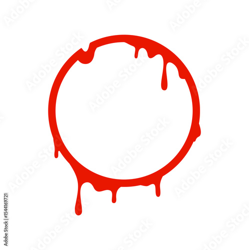 Red Dripping Circle Frame Illustration