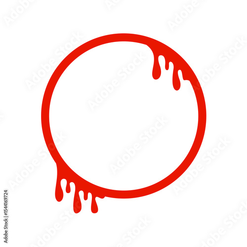 Red Dripping Circle Frame Illustration