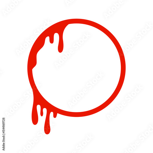 Red Dripping Circle Frame Illustration