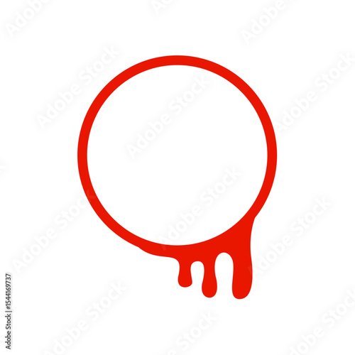 Red Dripping Circle Frame Illustration