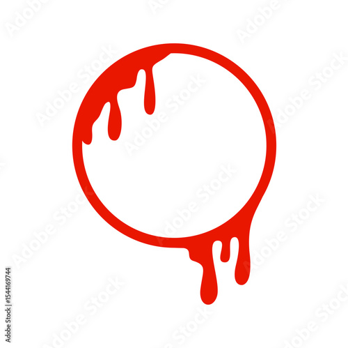 Red Dripping Circle Frame Illustration