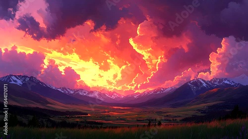 sunset over the mountains