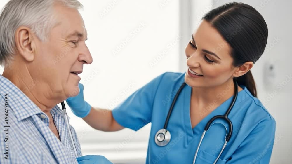 Caring Nurse Comforting Elderly Patient in Hospital Setting, Showing Empathy and Support Caring Nurse Comforting Elderly Patient in Hospital Setting, Showing Empathy and Support