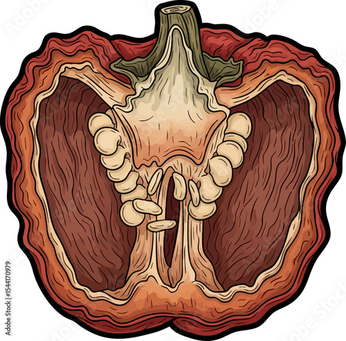 vector clip art dried Dried Bell Pepper Cross-section