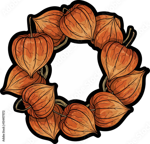 vector clip art dried Dried Physalis Wreath