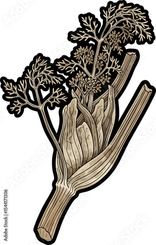 vector clip art dried Dried Fennel Stalk