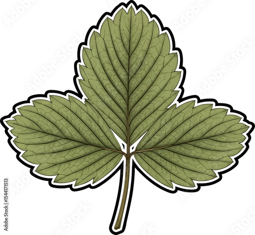 vector clip art dried Pressed Strawberry Leaf