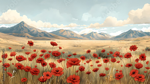 poppies in the mountains
