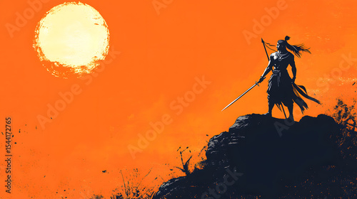 halloween landscape with moon