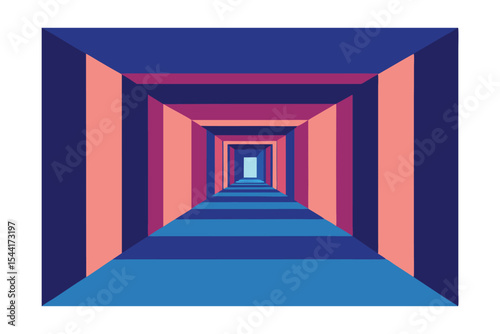 Abstract Illusion A Journey Through a Colorful, Receding Corridor of Geometric Shapes