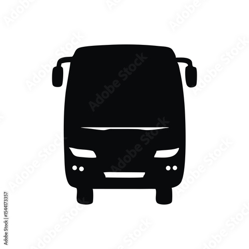 Sleek Black Bus Vector Icon Set for Transportation and Travel Design Projects