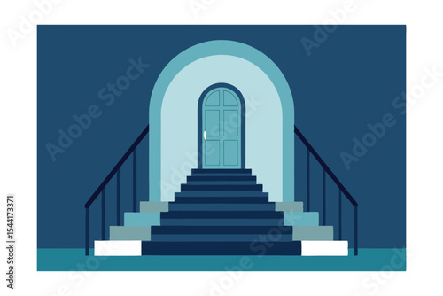 Mysterious Teal Doorway Steps Leading to an Enigmatic Entrance