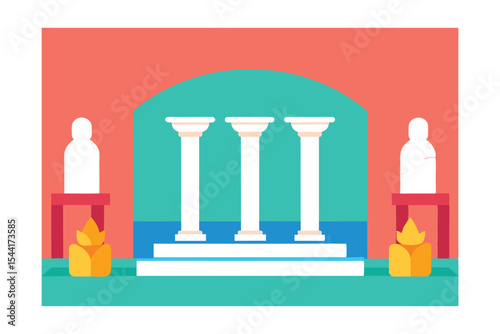 Classical Architecture Elegant Interior Design with Pillars and Statues