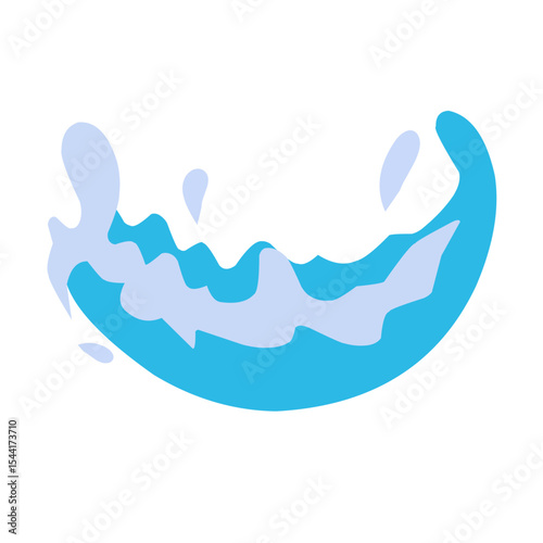 Water splashes. Cartoon aqua splashing, blue ocean waves, drops and water flows, transparent water splash flat vector illustration set. Clean water motion collection