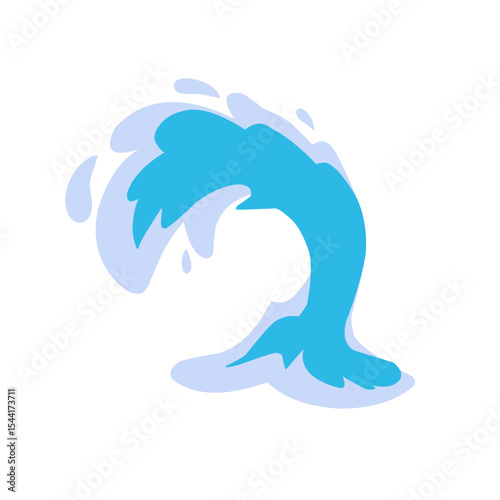 Water splashes. Cartoon aqua splashing, blue ocean waves, drops and water flows, transparent water splash flat vector illustration set. Clean water motion collection