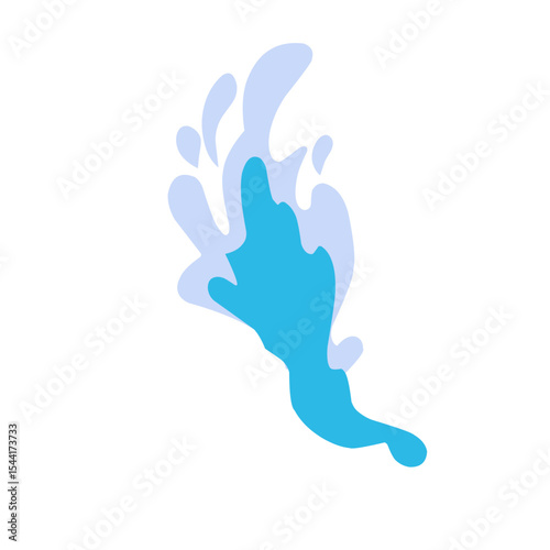 Water splashes. Cartoon aqua splashing, blue ocean waves, drops and water flows, transparent water splash flat vector illustration set. Clean water motion collection