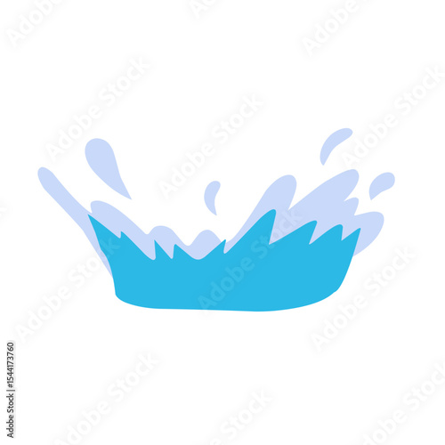 Water splashes. Cartoon aqua splashing, blue ocean waves, drops and water flows, transparent water splash flat vector illustration set. Clean water motion collection