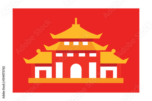 Stunning Chinese Pagoda Architecture A Vibrant Red and Gold Design