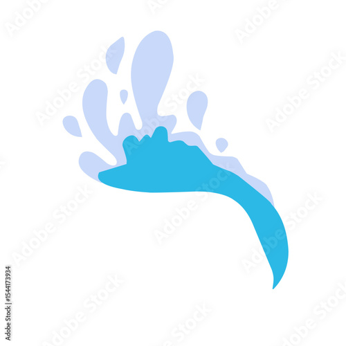 Water splashes. Cartoon aqua splashing, blue ocean waves, drops and water flows, transparent water splash flat vector illustration set. Clean water motion collection