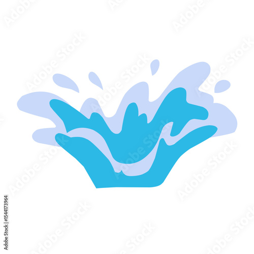Water splashes. Cartoon aqua splashing, blue ocean waves, drops and water flows, transparent water splash flat vector illustration set. Clean water motion collection