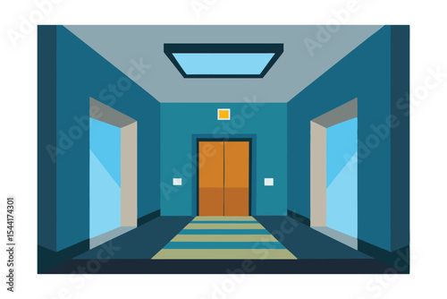 Modern Elevator Lobby Design Clean Lines and Teal Walls