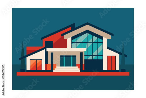 Modern House Design Architectural Illustration of a Contemporary Home