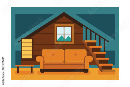 Cozy Cabin Retreat A Charming Attic Apartment Illustration