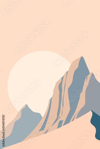 Mountain Peak, Road, Moon, Sky, Sunset, Success, Business, Mountain, Mindset, Artwork, Vector