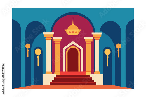 Grand Palace Entrance Majestic Throne Room Illustration