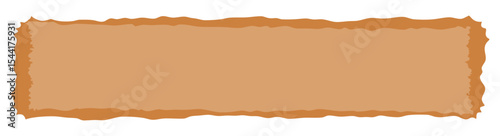 Rectangular, aged parchment banner with distressed, torn edges, ideal for vintage labels, game buttons, or rustic text fields.