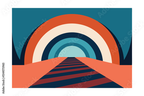 Abstract Rainbow Tunnel A Journey into Geometric Color and Form