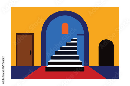Abstract Stairway to Success  Geometric Architecture and Design Illustration