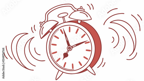 Alarm clock ringing drawing vector illustration for morning wake up time and reminder concept design