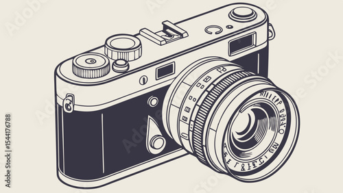 Vintage camera photography equipment illustration for photographers and camera enthusiasts design concept