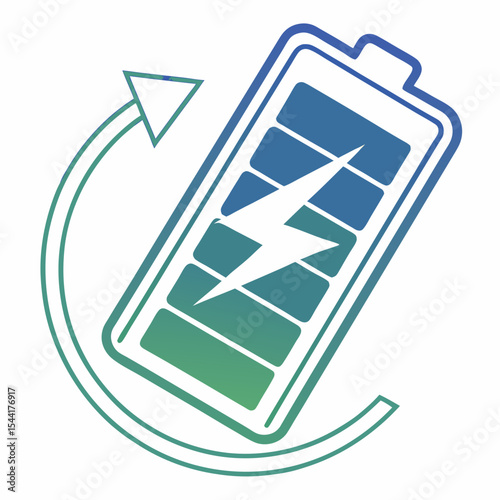 Battery recharge icon energy power symbol vector illustration full charge indicator technology design concept