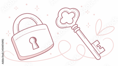 Unlock the possibilities with this key and lock illustration for security and privacy design elements and protection
