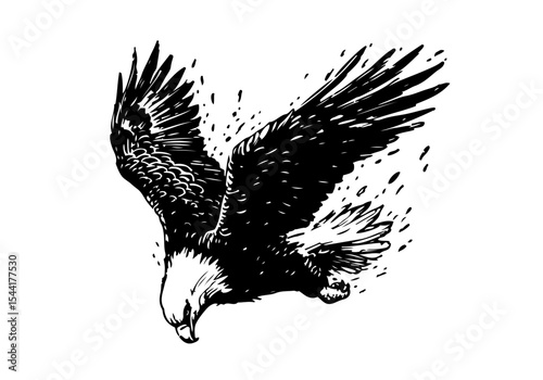Bald Eagle hand drawn sketch vector illustration