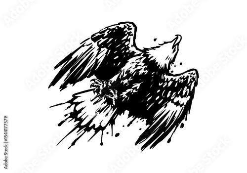 Bald Eagle hand drawn sketch vector illustration