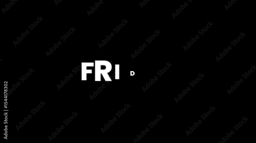 Stylish animated text displaying the days Thursday, Friday, Saturday, and Sunday. Perfect for content intros, daily themes, schedule videos, or weekly planners.