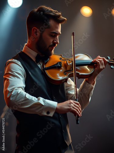 Man violin player in musican concept